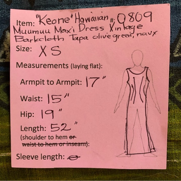 🌺 “Keone” Vintage Hawaiian Barkcloth Muumuu Maxi-Dress size XS 🌺 - Picture 12 of 12